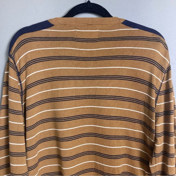 PROJEK RAW sweater brown stripe v-neck graphics lettering spell out extra large - Picture 11 of 11